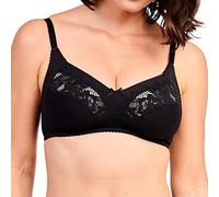 Sans Complexe - Coton d'Arum - Soutien-Gorge sans Armatures - en Coton & Dentelle Florale ajourée - Bretelles Larges - 105C - Noir