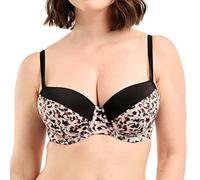 SANS COMPLEXE, Haut de Maillot de Bain, Soutien Gorge Coques avec Armatures, Modèle Sunset Stay, Femme, Motif captivant se Joue de Contrastes pour Un Look Audacieux, 100D, Animal Print Sand Black