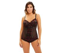 Sans Complexe - Modèle Arum Glitter - Body Classique Avec armatures - Femme - 95C - Noir & Rouge Pailleté