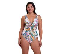 SANS COMPLEXE Fidji_28LAM96 Maillot de Bain Une pièce, Imprimé Exotique Blanc, 42/44 Femme