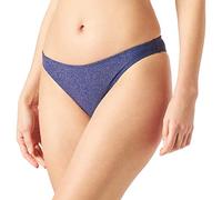 SANS COMPLEXE, Slip de Bain Taille Basse, Modèle Reflet, Femme, sa Maille lurexée dorée Qui fera scintiller Votre Teint au Bord de l'eau, 34-36, Bleu Sodalite