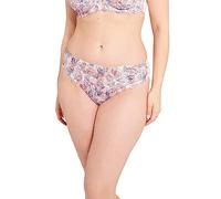 SANS COMPLEXE, Slip Taille Basse Modèle Arum Mosaïc, Avant en Dentelle imprimée, Arrière en Microfibre, Jeux de laçages sur Les côtés, Taille et Jambes élastiquées, Imprime Feuilles Graphiques, 50-52