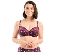 Sans Complexe, Soutien Gorge Emboitant avec Armatures, Classique, Femme, Modèle Amelie Print, Dentelle Florale aux Finitions écailles, Imprime Floral Rouge/Violet, 105E