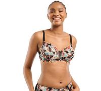 Sans Complexe Soutien Gorge Emboitant avec Armatures, Modèle Arum Mosaïc, Dentelle Florale avec imprimé Multicolore, Jeux de laçages féminins à l'entre-Seins, Imprime Graphic Noir & Multico, 100E