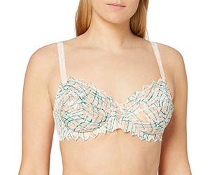 Sans Complexe Soutien Gorge Emboitant avec Armatures, Modèle Arum Mosaïc, Dentelle Florale avec imprimé Multicolore, Jeux de laçages féminins à l'entre-Seins, Imprimé Graphique Rose, 95C