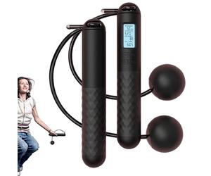 Sans corde avec poids - lestée réglable avec compteur | Entraînement d'exercice de fitness, poignées antidérapantes, sans fil pour la maison, la gym, le sport, l'entraînement cardio, les voyages