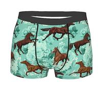 sans Étiquette Calecon Boxer pour Homme Chevaux et Fleurs au Galop Boxer Ceinture Élastique Boxers XL