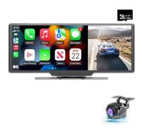 Sans fil Apple Carplay Android Auto 10" Bluetooth Moniteur d'autoradio DVR Ensemble de caméra de recul de véhicule Enregistreur de conduite avec kit de moniteur de sauvegarde de carte 32G, DC 9V-36V