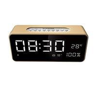 sans Fil Bluetooth Haut-Parleur Big LED Affichage réveil stéréo Portable Subwoofer AUX TF MP3 USB FM Lecteur Portable(Giallo)