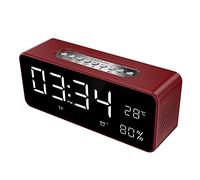 sans Fil Bluetooth Haut-Parleur Big LED Affichage réveil stéréo Portable Subwoofer AUX TF MP3 USB FM Lecteur Portable(Rot)