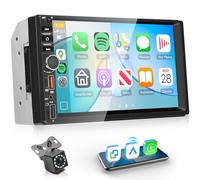 sans Fil Carplay Autoradio 2 Din avec You-Tube Android Auto, 7 Pouces Écran Tactile Autoradio Double Din avec iOS/Android Mirror Link Bluetooth FM Radio USB/EQ/AUX Commande au Volant Caméra de Recul