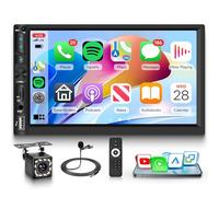 sans Fil Carplay Autoradio 2 Din avec You-Tube sans Fil Android Auto Bluetooth Mirror Link 7 Pouces Écran Tactile avec Bluetooth FM Radio Écran Partagé USB/TF/AUX Commandes au Volant Caméra de Recul
