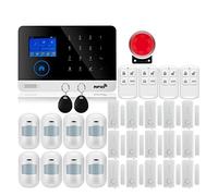 Sans fil Tuya APP SIM GSM maison RFID cambrioleur sécurité LCD clavier tactile GSM système d'alarme Kit de capteur, Extensible(W2B Bundle 6)