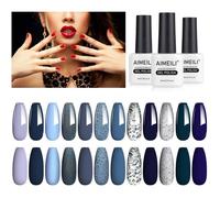 Sans HEMA Vernis Semi Permanent Set Automne Hiver Bleu, Lot Vernis à Ongles Gel Soak Off UV LED Manucure 12pcs X 8ml - Kit 13