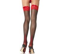 Leg Avenue 1039 Chaussettes Fines Talon Cubain Couture Arrière Noir Rouge Tu Eur 34-38