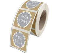 SANS MARQUE Etiquettes adhésives Plaisir d'Offrir (Motif Gris et Blanc), 4x3,5cm - Rouleau de 500 dans un 96E041