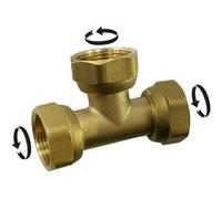 Sans marque Té triple à visser laiton F 20 x 27 pour tube en cuivre