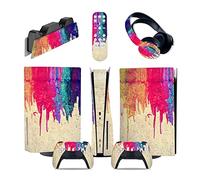 Sans Mousse Sans Bulles 44534 Console Pour PS5 Disc Edition & Digital Edition Sticker Vinyl Decal Cover Pour Ps5 Controller & Charging Station & Headset & Media Remote(Disc Version)
