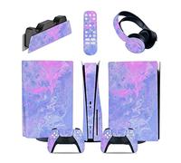 Sans Mousse Sans Bulles 59573 Console Pour PS5 Disc Edition & Digital Sticker Vinyl Decal Cover Pour Ps5 Controller & Charging Station & Headset & Media Remote(Disc Version)
