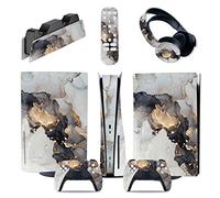 Sans Mousse Sans Bulles Console Pour PS5 Disc Edition & Digital Edition Sticker Vinyl Decal Cover Pour Ps5 Controller & Charging Station & Headset & Media Remote 31617(Disc Version)