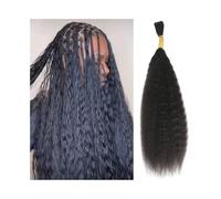 Sans nœuds Mèches brésiliennes Remy for tressage, cheveux humains crépus et lisses, sans trame, noir naturel(26 26 inches)