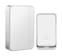 Sans pile requise,Sonnette sans fil étanche,Kit de carillon de porte AURTEC avec 1 récepteur de flash LED et 1 émetteur auto-alimenté par presse,51 carillons,Pas de batterie nécessaire,Blanc