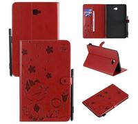 (Sans stylo) Pour Samsung Galaxy Tab A6 10.1"" SM-T580-T585 Housse Tablette Etui à rabat Protection - chat Rouge