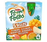 SANS SUCRES AJOUTÉS 5 FRUITS TROPICAL, POM'POTES, LOT DE 4
