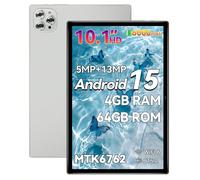 (Sans support SIM) Tablette Android 13 de 10,1 pouces, 4 Go de RAM + 64 Go de ROM, processeur MTK 6737 Quad-Core 1,3 GHz, écran tactile IPS HD (1280x800), caméra frontale 5 MP et caméra arrière 13 MP,
