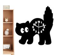 Sans tic-tac - Horloge murale moderne à quartz - Noire - Silencieuse et amusante - Motif chat - Pour cuisine, salon, chambre à coucher, chambre d'enfant ou salle de classe - Facile à lire