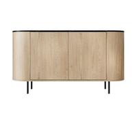 Sansa - buffet bas 139 cm - 2 portes et 1 étagère - plateau effet marbre - Bois / Noir