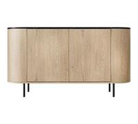 Sansa - buffet bas 139 cm - 2 portes et 1 étagère - plateau effet marbre - Bois / Noir Bois / Noir G