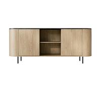 Sansa - buffet bas 184 cm - 2 portes, 2 niches et 2 étagères - plateau effet marbre - Bois / Noir