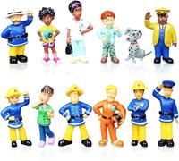 Sansh-12 Pièces Sam Le Pompier Set De Figurines Gâteau-Figurine D'action Sam Poupée En Plastique Faite À La Main Gâteau Décoration Fournitures Décoratifs Pour Enfants