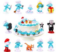 Sansh-12 Pièces Schtroumpfs Figurine, Decoration Gâteau Schtroumpf, Smurfs Cupcake Topper Figures, Smurfs Anniversaire Décoration, Pour Enfants Garcon Fille