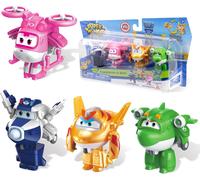 Sansh-2'' Jouets De Transformation Pack De 4 Supercharged Paul,Dizzy,Golden Boy,Mira, Avion Jouet Véhicule Mini Figurines, Jouets Transformateurs Pour Garçons Et Filles De 3 4 5 6 7 8 Ans