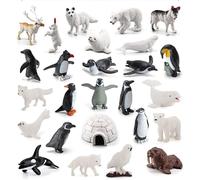 Sansh-26 Pcs Figurine Animaux Polaire Figurines Miniatures Marins En Plastique Figurine Animaux Banquise Petite Animaux Miniature Réaliste En Renard Loup Baleine Pingouin Pour Déco De Noël Cadeau