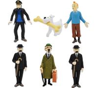 Sansh-6 Pièces Figurine Decoration, Figurines Gateau Décorations, Tintin Cake Topper Figurine, Tin-Tin Figurine Set Jouet Figurine Pour Enfants, Pour Enfants Anniversaire