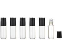 Sansh-6pcs 0.17oz Effacer Huile Essentielle En Verre Roll-On Rollers Flacon D'emballage Flacons Avec Billes En Acier Inoxydable Parfum Maquillage Cosmétique Conteneurs De Stockage