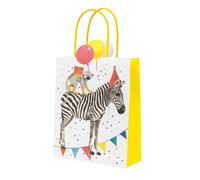 Sansh-8 X Safari Animal Themed Paper Party Bags For Girls & Boys Birthday Or Baby Shower Jungle Zoo, Madagascar Eco-Friendly Treatbags For Kids Birthdays,