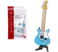 SANSH-Bandai - Nanoblock - Guitare électrique bleue - Mini figurine en briques - Jeu de construction - Kit construction figurines instruments de musique guitare en pixel - NBC346