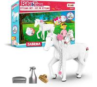 SANSH-Bibi & Tina Jouets Chevaux Set "Styling Sabrina" Cheval Figurine à coiffer avec accessoires Poney Jouet Figurine Animaux 25918
