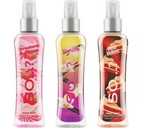Sansh-Body Mist By So¿? Vanilla, Red Velvet, Strawberries & Cream Brume Corporelle Parfumée Pour Femme 100ml (Lot De 3)