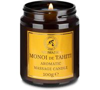 Sansh-Bougie De Massage Monoï De Tahiti 100g - Bougie De Cire De Soja - Mélange D'huiles De Noix De Coco & De Monoï De Tahiti - Oléorésine De Vanille - Relaxante - Beauté - Aromathérapie