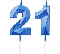 Sansh-Bougies De 21e Anniversaire, Avec Numéro Bleu Saphir, Décoration De Gâteau D'anniversaire, Décorations De Gâteau D'anniversaire, Mariages, Anniversaires D'entreprise
