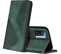 Sansh-Coque Pour Oppo A57s / Oppo A57 4g, Premium Étui Housse En Cuir De Protection Avec [Emplacements Cartes] [Magnetique], Clapet Folio Portefeuille Pour Oppo A57s / A57 4g (Vert)