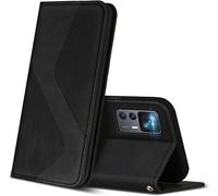 Sansh-Coque Pour Xiaomi 12t / 12t Pro, Premium Étui Housse En Cuir De Protection Avec [Emplacements Cartes] [Magnetique], Clapet Folio Portefeuille Pour Xiaomi 12t / 12t Pro (Noir)