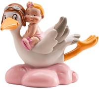 Sansh-Dekora - Détails De Baptême, Figure De Décoration De Baptême Fille - Cigogne Volant Avec Un Bébé 310113