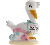 Sansh-Dekora - Figurine De Décoration De Baptême Cigogne Baby - 10 Cm