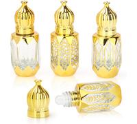 Sansh-Flacon Roll On Vide 6ml, Lot De 4 Flacons En Verre Roll On Rechargeables Avec Bille Pour Huiles Essentielles, Échantillons De Parfum, Conteneurs De Voyage